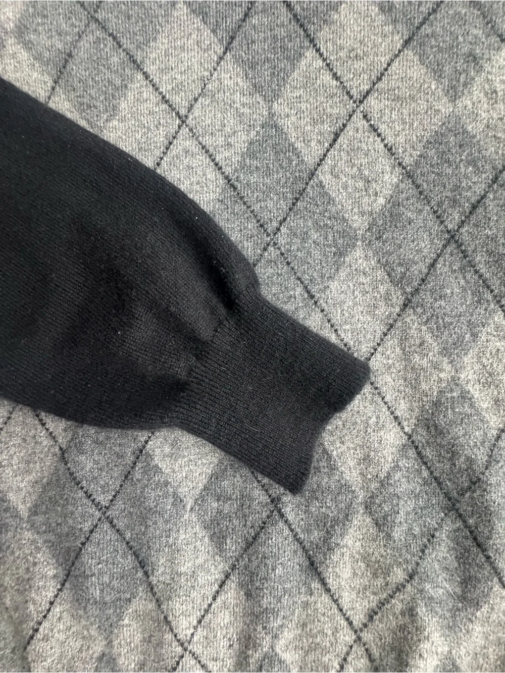 McGeorge Ballantyne Scotland 100% Cashmere Argyle Sweater Men’s Gray Black large